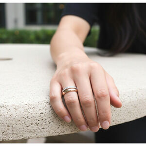 A2 Auth BRIGHTON Two-Tone Two-Piece Crystal Stacking Ring Set Size 9